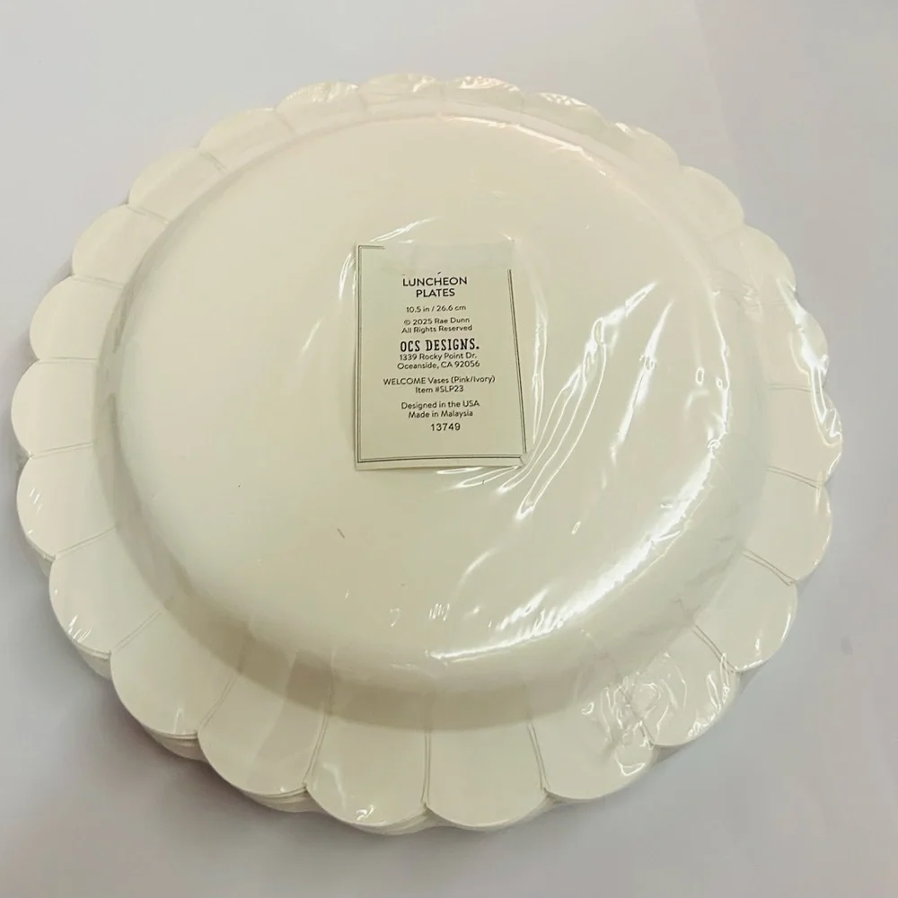 New 16 Rae Dunn Paper Luncheon Plates WELCOME. in Red 10.5